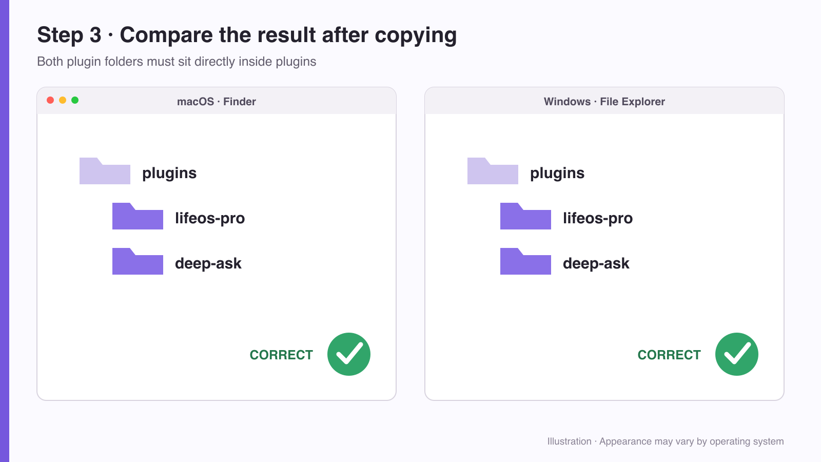 Correct plugin folder result on macOS and Windows
