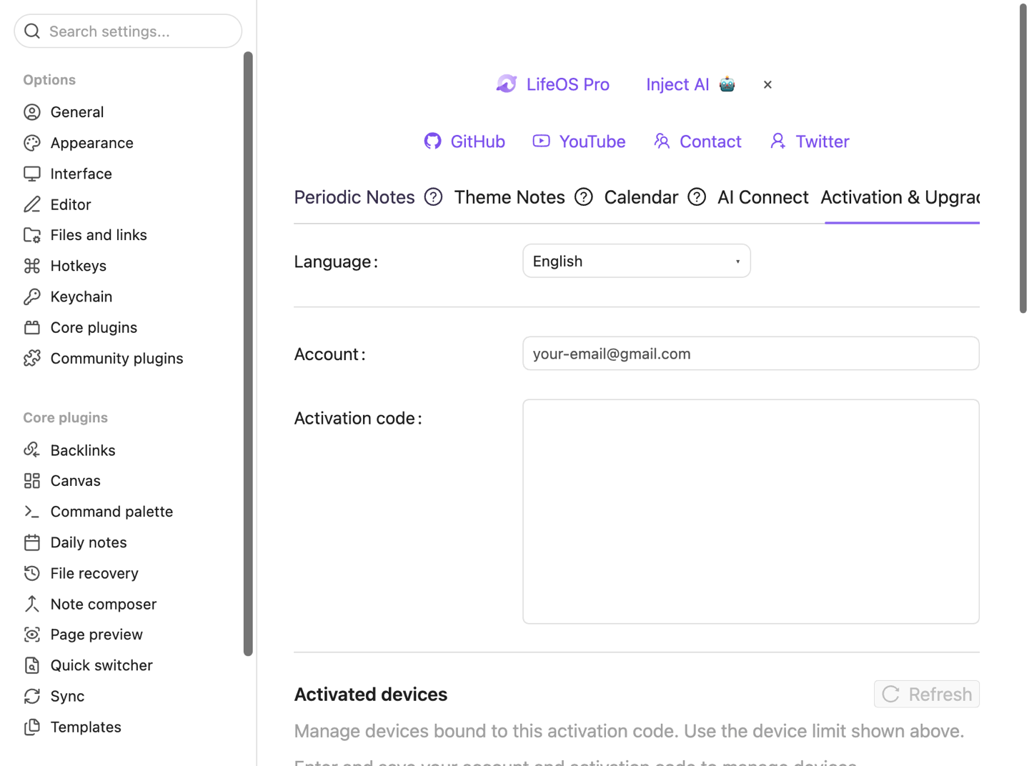 LifeOS Pro activation screen